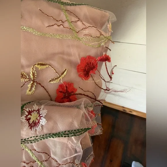 Floral Embroidered Pink Flower Girl Dress 4T - Picture 8 of 14